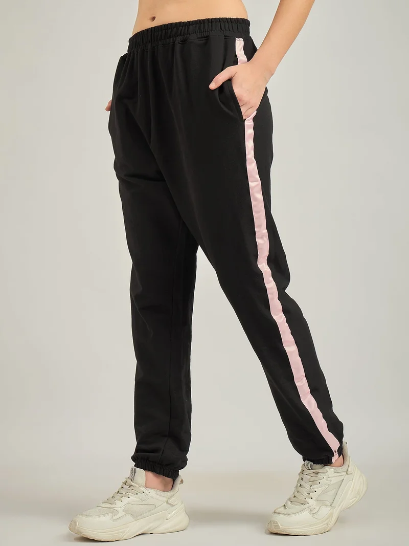 OUTZIDR Black Side Tape Printed Sweatpants